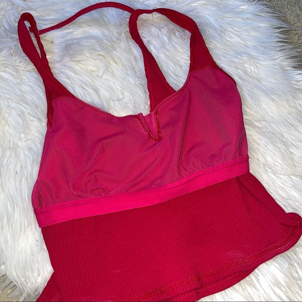 Free People // Fuchsia Ribbed Crop Top - Picture 5 of 6